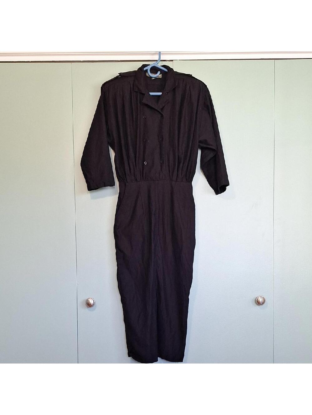Vintage 1980s Outback Red Western Black Padded Shoulder Half Sleeve Dress Size 8